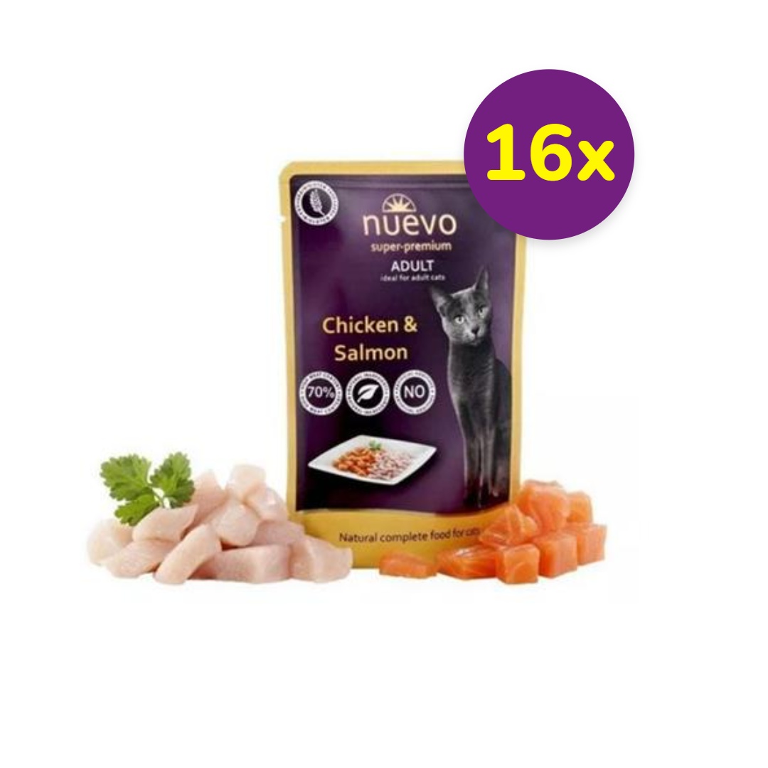 NUEVO cat Adult Chicken & Salmon bal. 16 x 85 g kapsičky